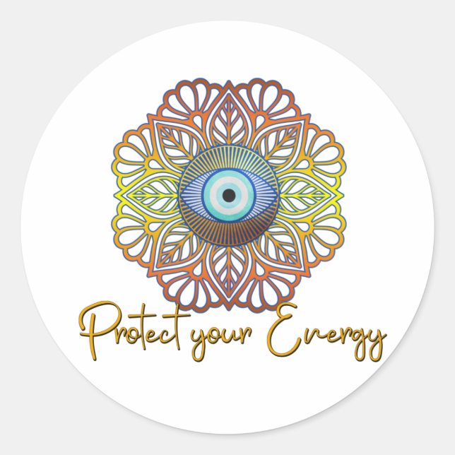 Pegatina Redonda Evil Eye Mystical Celestial Third Eye Energy (Anverso)