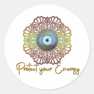 Pegatina Redonda Evil Eye Mystical Celestial Third Eye Energy