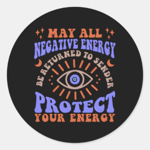 Pegatina Redonda Evil Eye Protect Your Energy Preppy Salem S