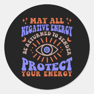 Pegatina Redonda Evil Eye Protect Your Energy Preppy Salem S