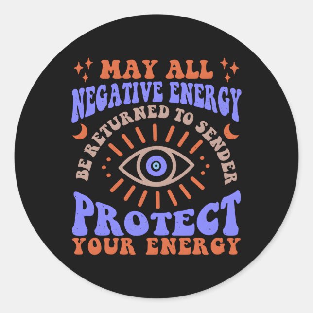 Pegatina Redonda Evil Eye Protect Your Energy Preppy Salem S (Anverso)