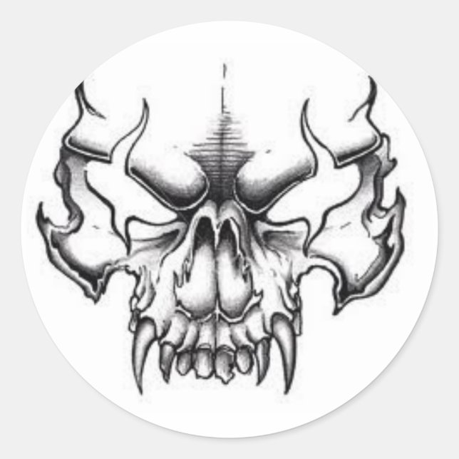 PEGATINA REDONDA EVIL SKULL (Anverso)