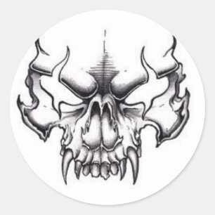 PEGATINA REDONDA EVIL SKULL