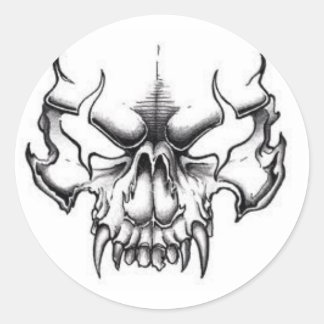 PEGATINA REDONDA EVIL SKULL