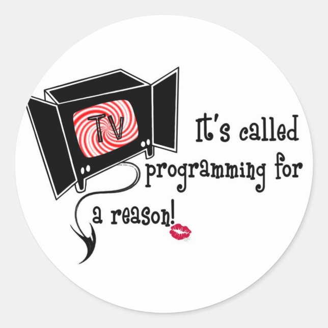 PEGATINA REDONDA EVIL T.V. MERCHANDISE (Anverso)