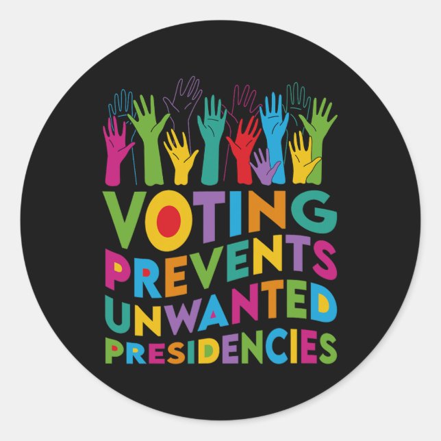 Pegatina Redonda Evita Presidencias No Deseadas Harris Wheimer 2024 (Anverso)