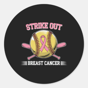 Pegatina Redonda Evitar el cáncer de mama Softball Combatir la toma