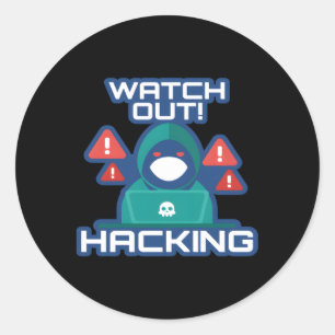 Pegatina Redonda Evitar Hacking Full Stack Coder Software Developme