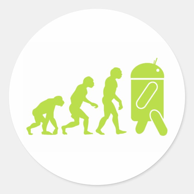 Pegatina Redonda Evolución Android (Anverso)