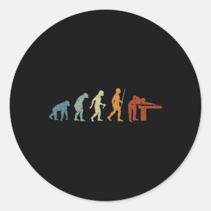 Pegatina Redonda Evolución Billiard Jugador Retro Vintage