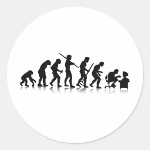 Pegatina Redonda Evolución de adictos a la informática
