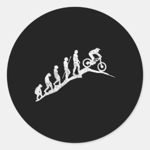 Pegatina Redonda Evolución de bicicleta de montaña cuesta abajo Mtb