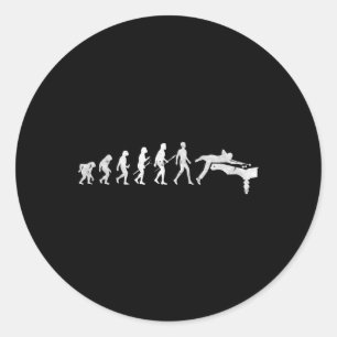 Pegatina Redonda Evolución De Billares De La Piscina De Snooker Hum