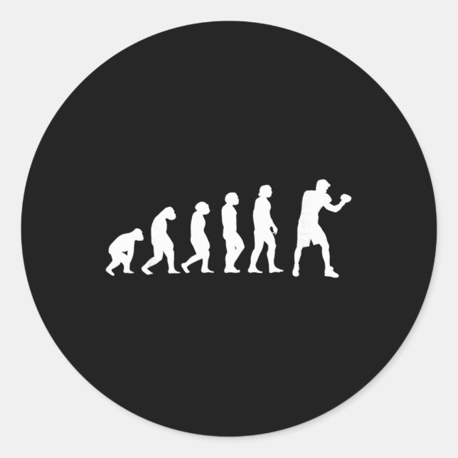 Pegatina Redonda Evolución de Boxeo Kickboxing Boxeo Lucha Boxeador (Anverso)