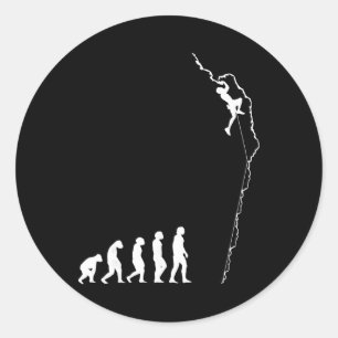 Pegatina Redonda Evolución de escalada - Escalador de roca divertid