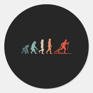 Pegatina Redonda Evolución de esquí de fondo Outfit divertido de es