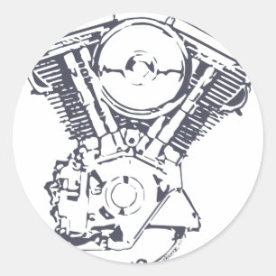 Pegatina Redonda Evolución de Harley V-Gemela