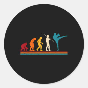 Pegatina Redonda Evolución de Kickboxing Kickboxer Karate Boxeo Mma