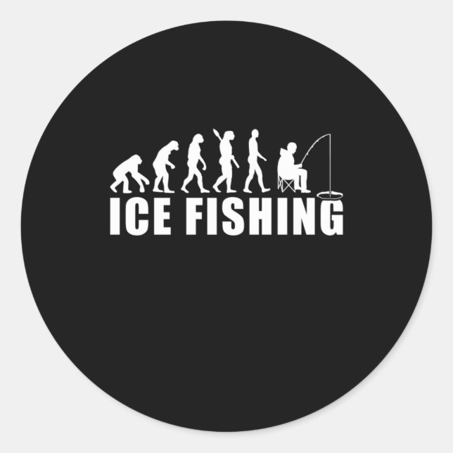 Pegatina Redonda Evolución de la pesca de hielo de los pescadores (Anverso)