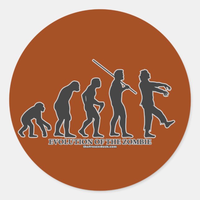 Pegatina Redonda Evolución de los zombies (Anverso)
