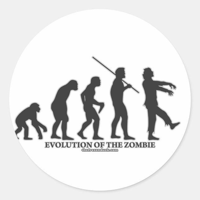 Pegatina Redonda Evolución de los zombies (Anverso)