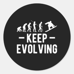 Pegatina Redonda Evolución de Snowboard