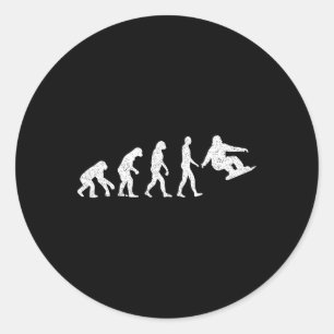 Pegatina Redonda Evolución de Snowboard - Amantes del Snowboard S