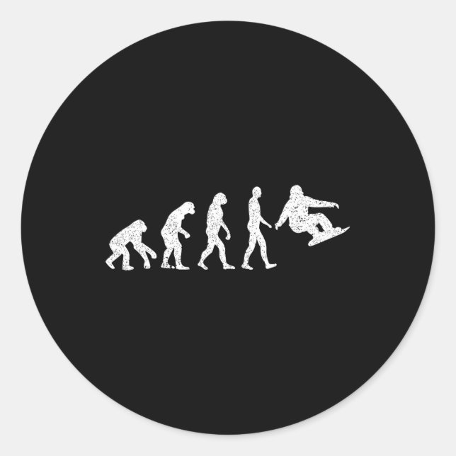 Pegatina Redonda Evolución de Snowboard - Amantes del Snowboard S (Anverso)
