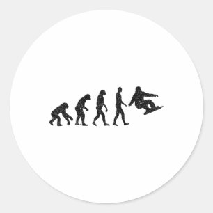 Pegatina Redonda Evolución de Snowboard - Amantes del Snowboard S