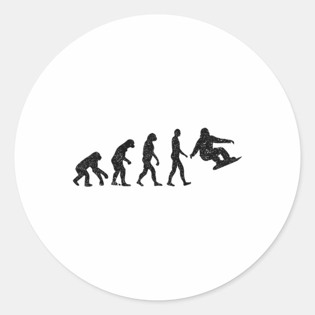 Pegatina Redonda Evolución de Snowboard - Amantes del Snowboard S (Anverso)