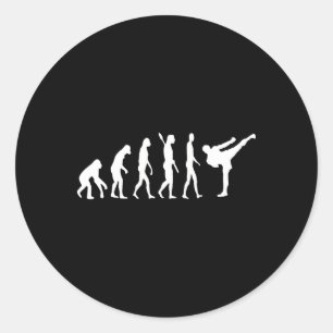 Pegatina Redonda Evolución de Taekwondo Mma Judo Kung Fu Tkw Kickbo