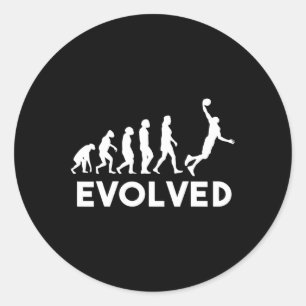 Pegatina Redonda Evolución del baloncesto Hombres Mujeres Chicas Ni