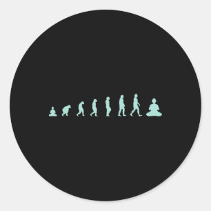 Pegatina Redonda Evolución del Buda Zen: Meditación Mindfulness Yog