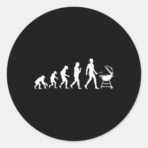 Pegatina Redonda Evolución Del Diseño De Parrilladas De Man Bbq