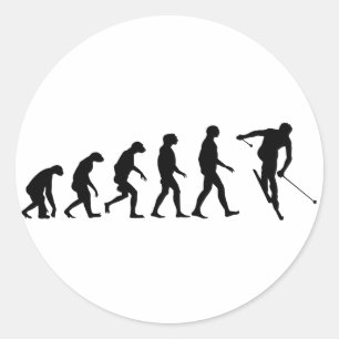 Pegatina Redonda Evolución del esquí