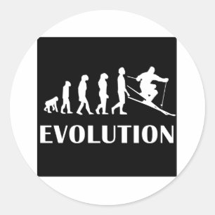 Pegatina Redonda Evolución del esquí
