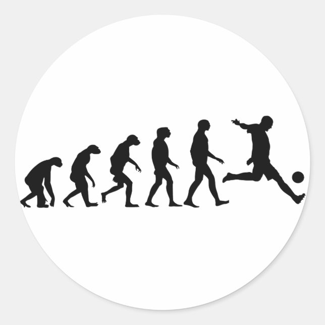 Pegatina Redonda Evolución del fútbol (Anverso)