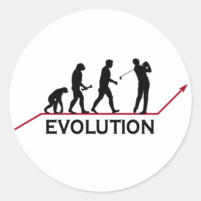 Pegatina Redonda Evolución del golf (Anverso)