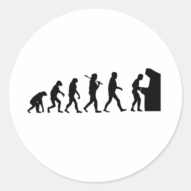 Pegatina Redonda Evolución del hombre (Anverso)