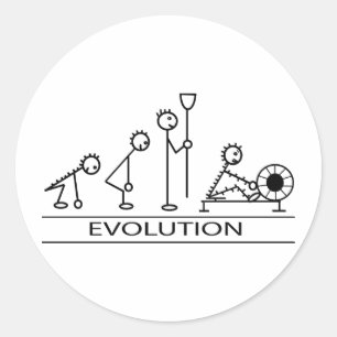 Pegatina Redonda Evolución del hombre con remo