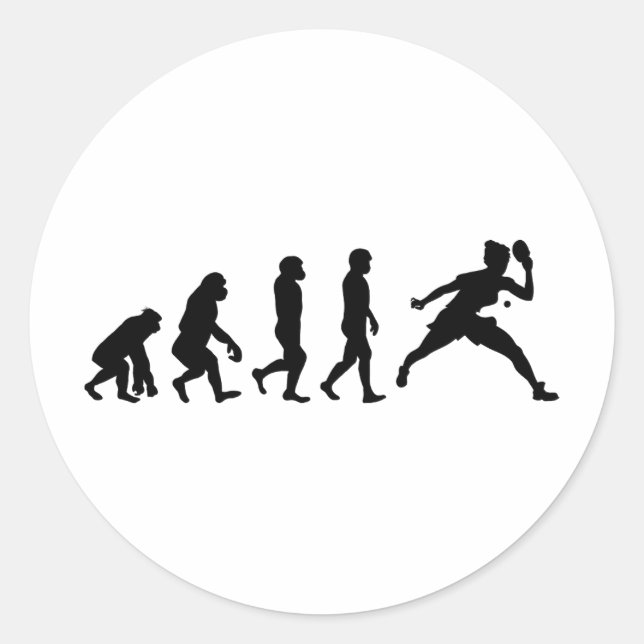 Pegatina Redonda Evolución del tenis en mesa de ping pong (Anverso)