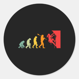 Pegatina Redonda Evolución Divertida de la Escalada en Roca Humana