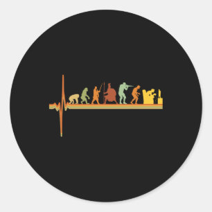 Pegatina Redonda Evolución - Gracioso reproductor de consola de vid