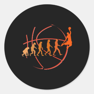 Pegatina Redonda Evolución Jugador de Baloncesto Jugador Baloncesto