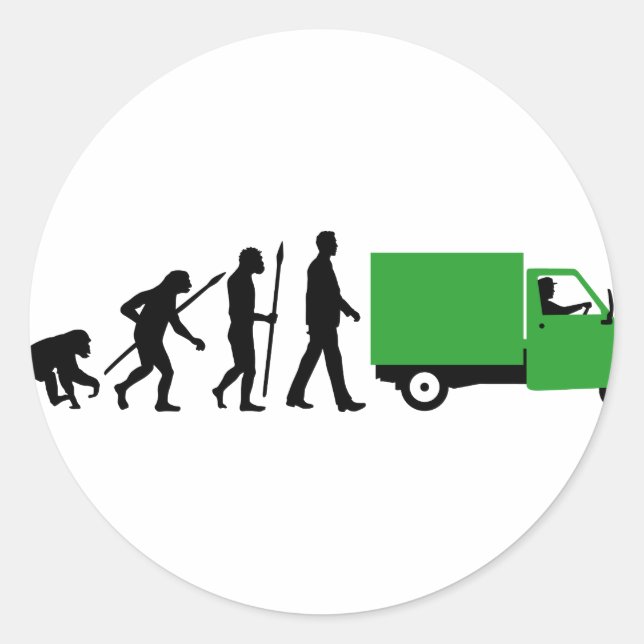 Pegatina Redonda Evolución of usted Piaggio Ape mini transporter (Anverso)