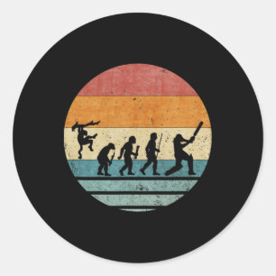 Pegatina Redonda Evolución Retro Vintage de Silueta de Jugador de C