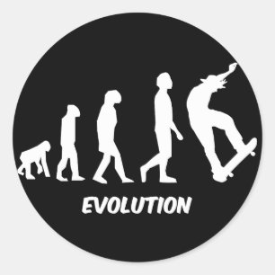 Pegatina Redonda Evolución Skateboarding