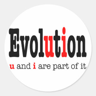 Pegatina Redonda Evolución: u e i son parte él
