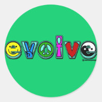 EVOLUCIONAR con seis símbolos de paz y progreso