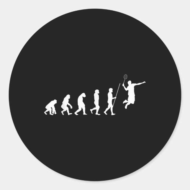 Pegatina Redonda Evolution Bádminton _ Volante _ Jugador de Bádmint (Anverso)